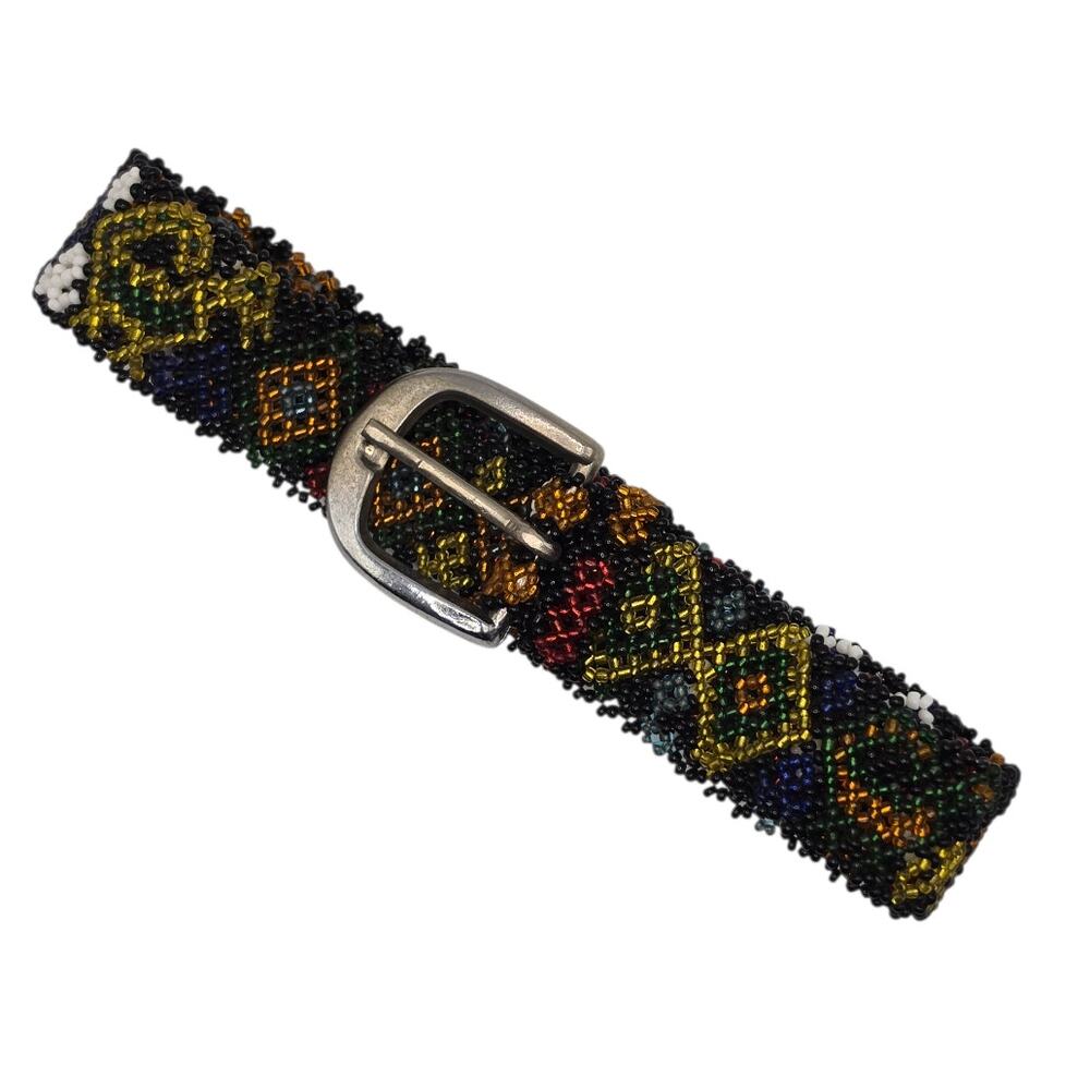 Vintage Handmade Seed Bead Southwestern / Boho Beaded Belt